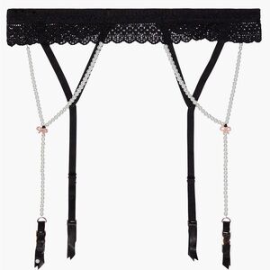 Savage X Fenty pearl black Lace Garter Belt
